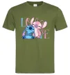 Мужская футболка Stitch love Оливковый фото