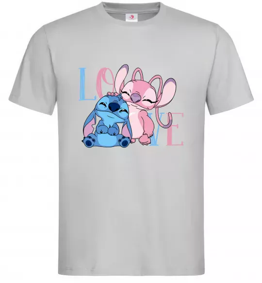 Мужская футболка Stitch love Серый фото