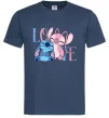 Мужская футболка Stitch love Темно-синий фото