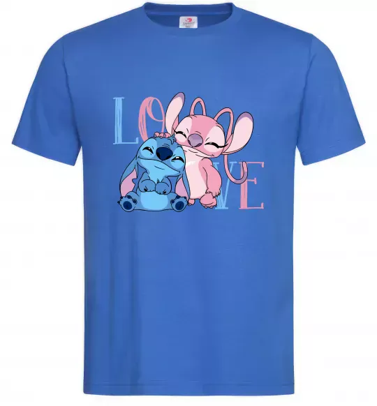 Мужская футболка Stitch love Ярко-синий фото