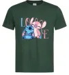 Мужская футболка Stitch love Темно-зеленый фото