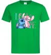 Мужская футболка Stitch love Зеленый фото
