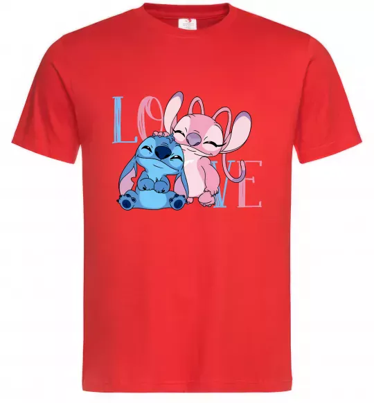 Мужская футболка Stitch love Красный фото