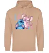 Мужская толстовка (худи) Stitch love Песочный фото