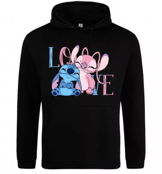 Женская толстовка (худи) Stitch love Черный фото