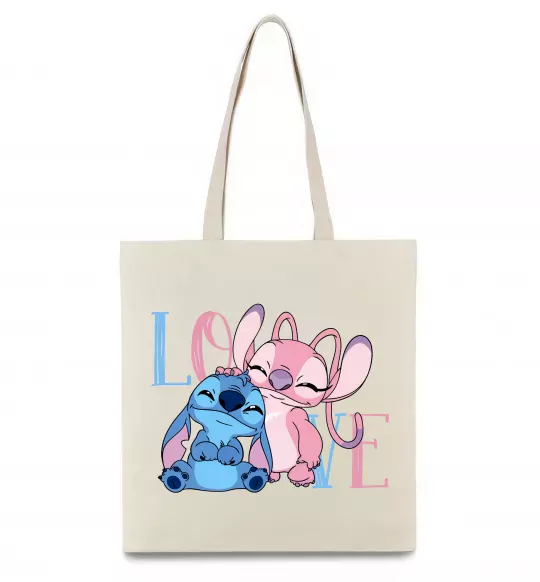 Еко-сумка Stitch love Бежевий фото