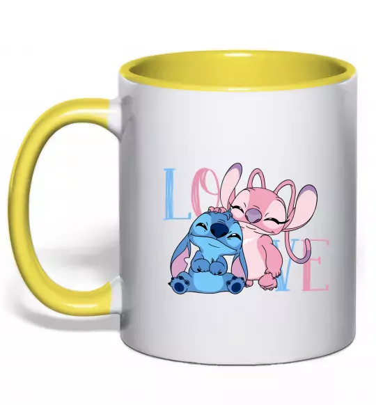 Чашка с цветной ручкой Stitch love Солнечно желтый фото