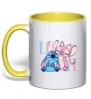 Чашка з кольоровою ручкою Stitch love Лимонний фото