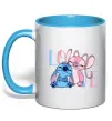Чашка с цветной ручкой Stitch love Голубой фото