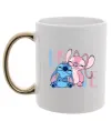Чашка с цветной ручкой Stitch love Золото фото