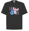 Футболка Оверсайз Stitch love Черный фото