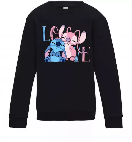 Дитячий світшот Stitch love Чорний фото