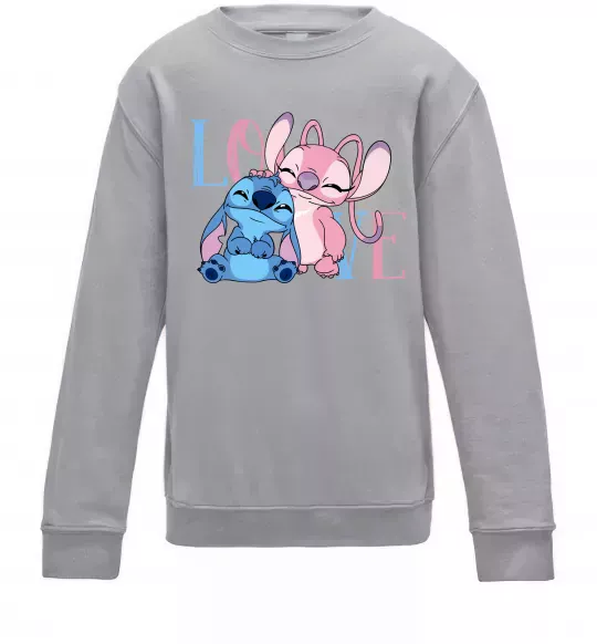 Дитячий світшот Stitch love Сірий меланж фото