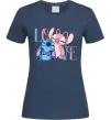 Женская футболка Stitch love Темно-синий фото