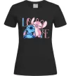 Женская футболка Stitch love Черный фото