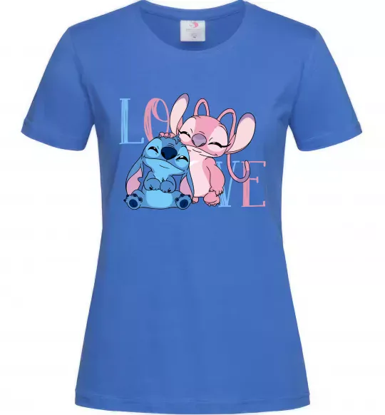 Женская футболка Stitch love Ярко-синий фото