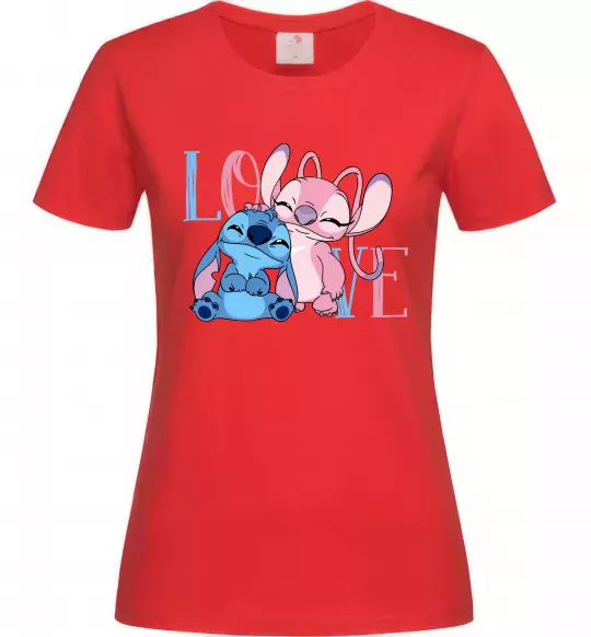 Женская футболка Stitch love Красный фото