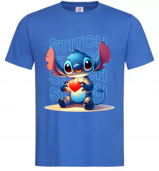 Мужская футболка Стіч з сердечком Ярко-синий фото