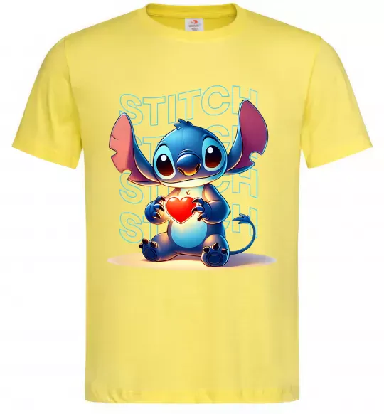 Мужская футболка Стіч з сердечком Лимонный фото