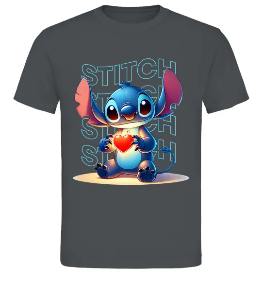 Мужская футболка Стіч з сердечком Графит фото