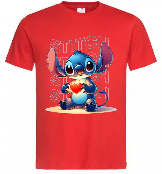 Мужская футболка Стіч з сердечком Красный фото