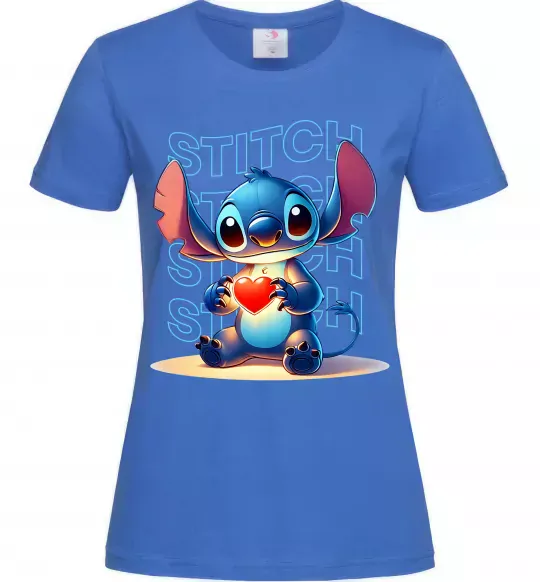 Женская футболка Стіч з сердечком Ярко-синий фото