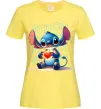 Женская футболка Стіч з сердечком Лимонный Женская футболка Стіч з сердечком Лимонный фото