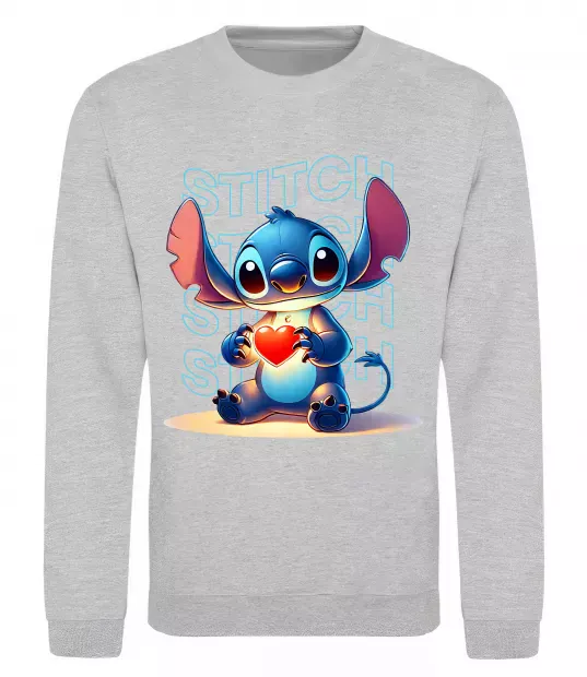 Свитшот Стіч з сердечком Серый меланж фото