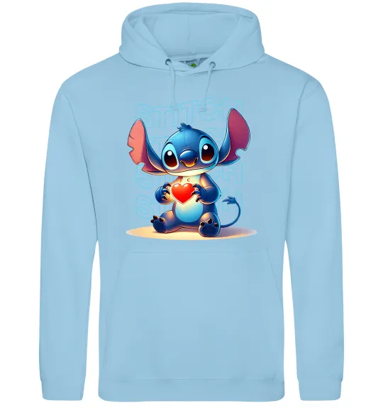 Чоловіча толстовка (худі) Стіч з сердечком Блакитний фото