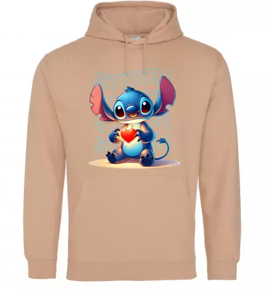 Женская толстовка (худи) Стіч з сердечком Песочный фото