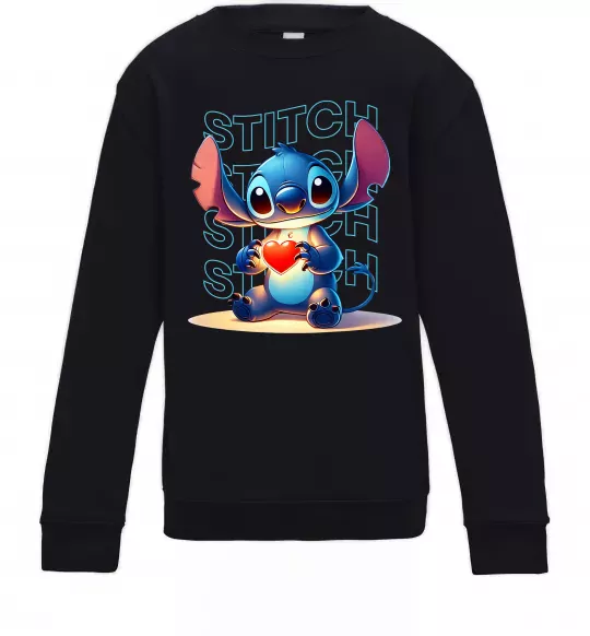 Детский Свитшот Стіч з сердечком Черный фото