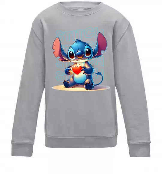 Детский Свитшот Стіч з сердечком Серый меланж фото