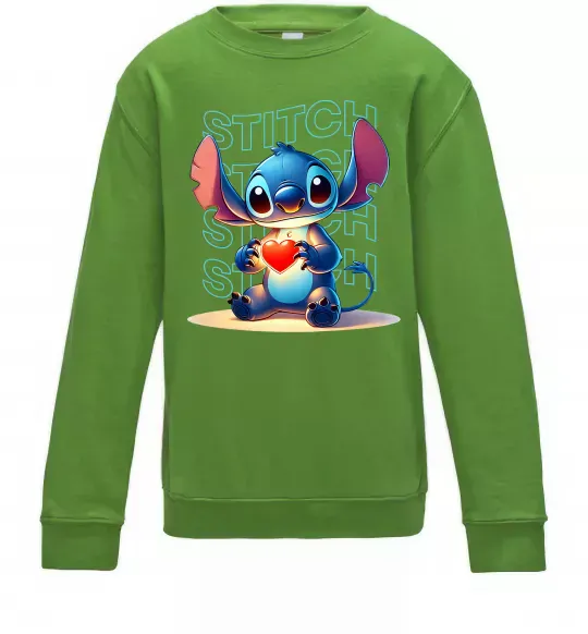 Детский Свитшот Стіч з сердечком Лаймовый фото