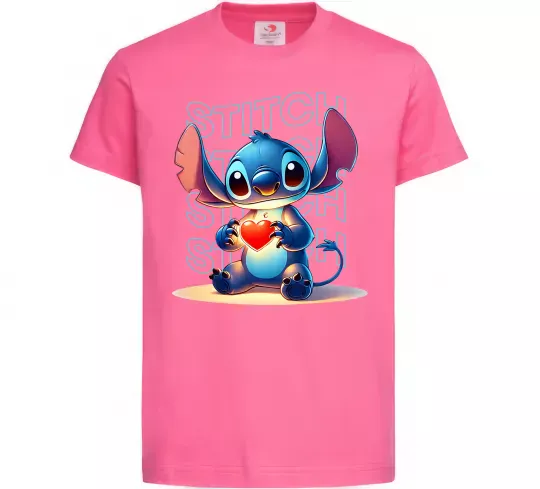 Дитяча футболка Стіч з сердечком Яскраво-рожевий фото