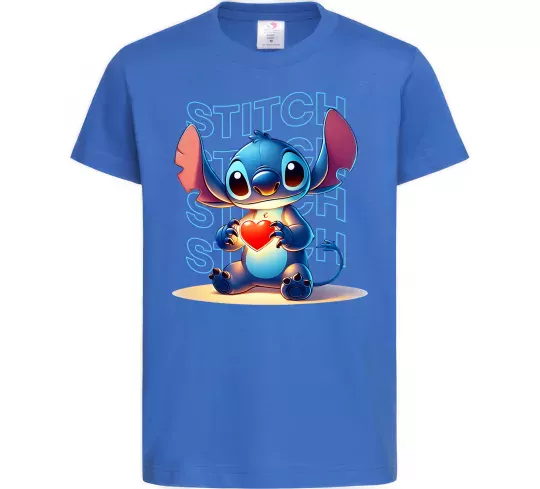 Дитяча футболка Стіч з сердечком Яскраво-синій фото