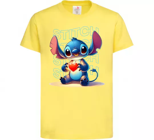 Дитяча футболка Стіч з сердечком Лимонний фото