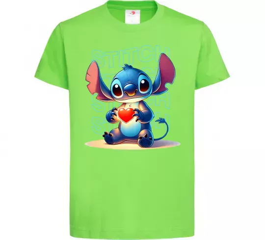 Дитяча футболка Стіч з сердечком Лаймовий фото