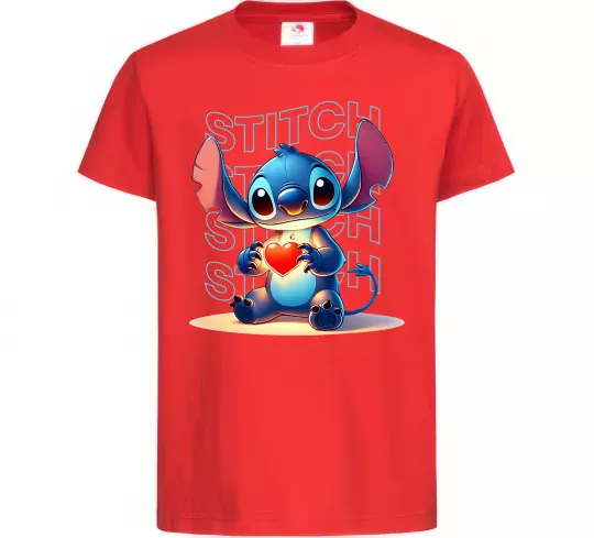 Дитяча футболка Стіч з сердечком Червоний фото