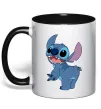 Чашка с цветной ручкой Stitch Черный фото