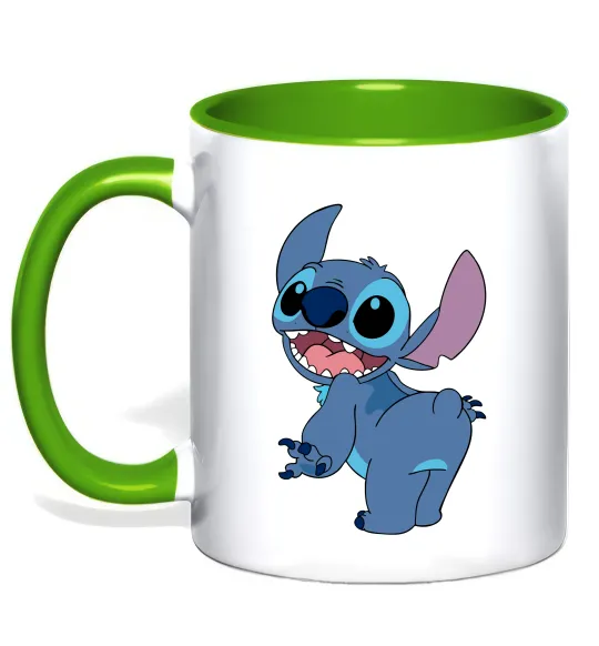 Чашка з кольоровою ручкою Stitch Лаймовий фото