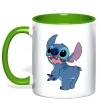 Чашка з кольоровою ручкою Stitch Лаймовий фото