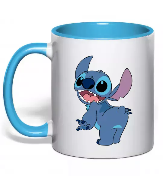 Чашка с цветной ручкой Stitch Голубой фото