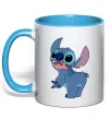 Чашка с цветной ручкой Stitch Голубой фото