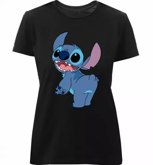 Женская премиум футболка Stitch Черный фото