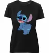 Женская премиум футболка Stitch Черный фото