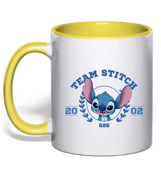 Чашка с цветной ручкой Team stitch Лимонный фото