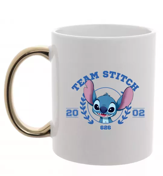 Чашка з кольоровою ручкою Team stitch Золото фото