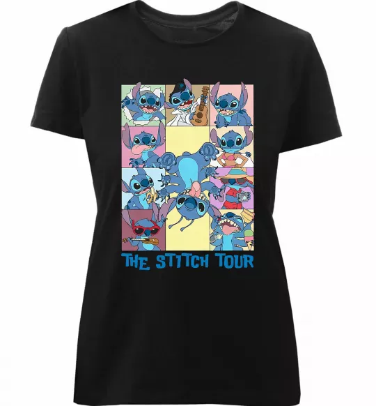 Женская премиум футболка The Stitch tour Черный фото