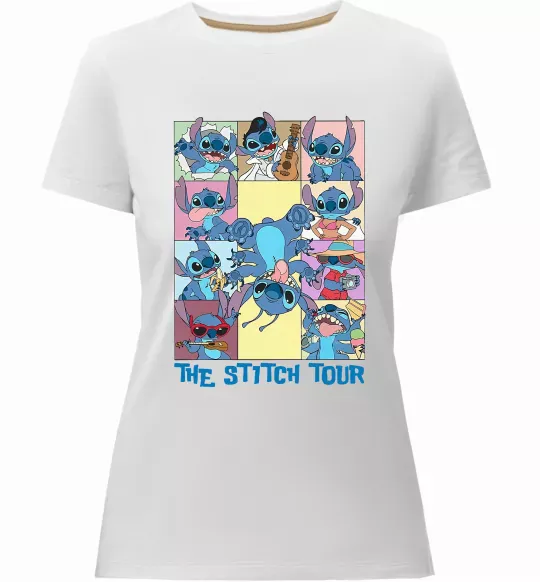 Женская премиум футболка The Stitch tour Белый фото