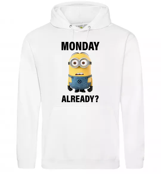 Мужская толстовка (худи) Monday already Белый фото